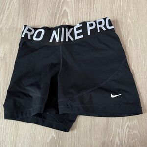 Nike Pro Black Shorts with White Logo